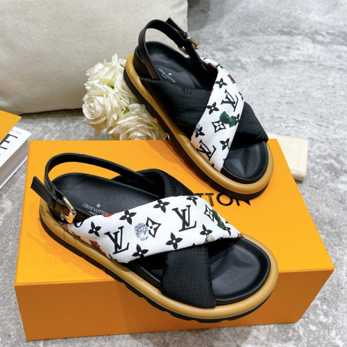 Louis Vuitton Womens Shoes Sandals Slippers Luxury Brand Louis Vuitton POOL PILLOW COMFORT SANDAL Recycled, printed nylon with Original Box 1A9PP5