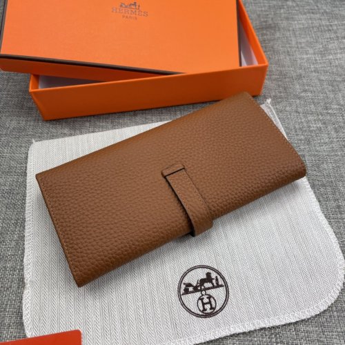 Hermes Womens Mens Wallets Purse Long Clutch Leather Design Coin Bag with Original Box