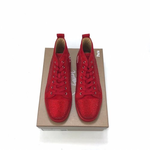 Christian Louboutin Mens Shoes Luxury Brand Red Bottom Design Louis Junior Spikes Flat with Original Box CL sneakers