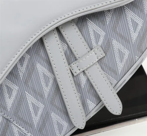 Dior Womens Mens Bag Saddle Bag Luxury Brand Design Fashion Type Shoulder Bags SADDLE BAG Dior Gray CD Diamond Canvas and Smooth Calfskin 1ADPO093CDP_H42E with Original Box