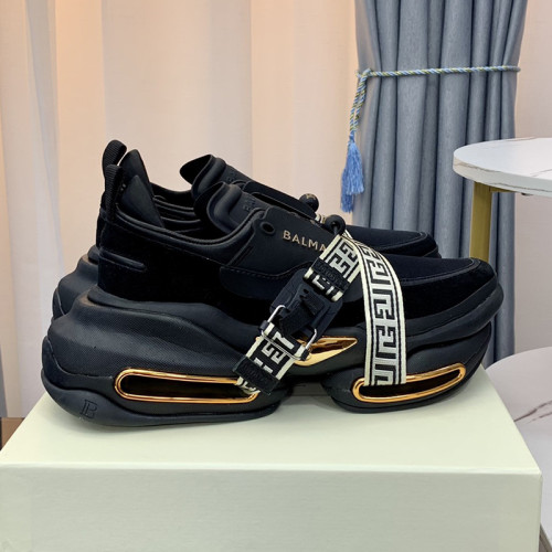 Balmain Mens Shoes Sneakers Luxury Brand Black and white leather and suede BBold low-top sneakers TN0C496LSHDEAB