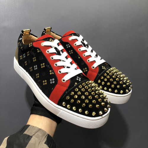 Christian Louboutin Mens Shoes Luxury Brand Red Bottom Design Louis Junior Spikes Flat with Original Box CL sneakers