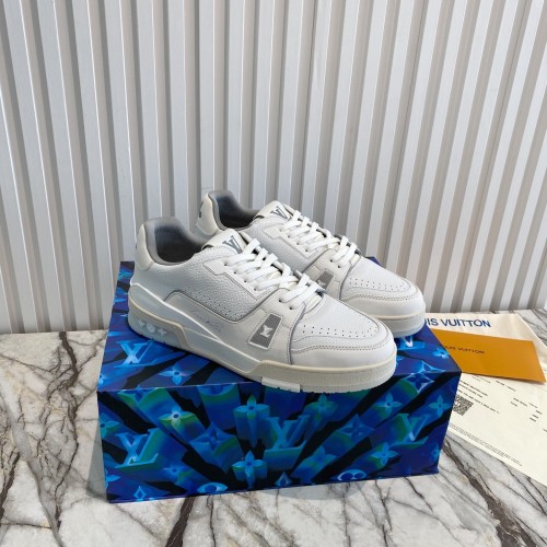 Louis Vuitton Men Shoes Fashion Design Luxury Brand LV TRAINER SNEAKER 1A8WB9 White Grained calf leather with Original Box