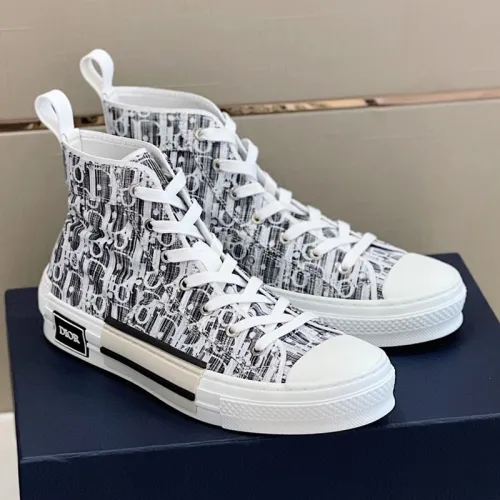 Dior Mens Shoes Sneakers Casual Luxury Brand B23 HIGH-TOP SNEAKER Dior Oblique Canvas with Original Box 3SH118ZMK_H761