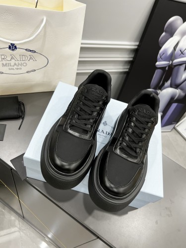 Prada Womens Shoes Casual Luxury Brand Breathable Prada Macro Re-Nylon and brushed leather sneakers 1E661M_3LF5_F0632_F_045 with Original Box