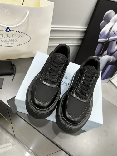 Prada Womens Shoes Casual Luxury Brand Breathable Prada Macro Re-Nylon and brushed leather sneakers 1E661M_3LF5_F0632_F_045 with Original Box