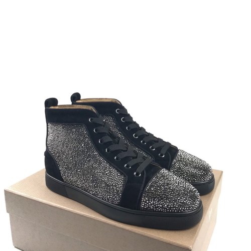 Christian Louboutin Mens Shoes Luxury Brand Red Bottom Design Louis Junior Spikes Flat with Original Box CL sneakers