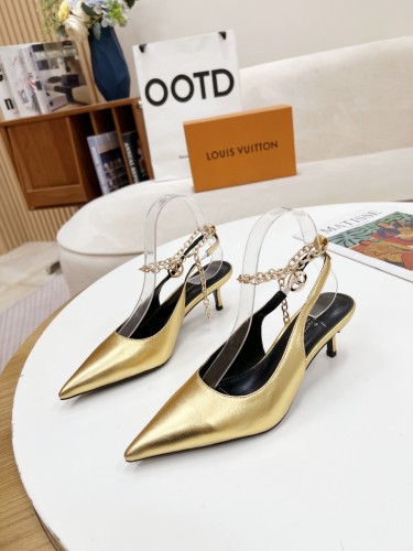 Louis Vuitton Womens Shoes Pumps Sandals Leather Design Luxury Brand Fashion Sandals with Original Box 5cm Heel