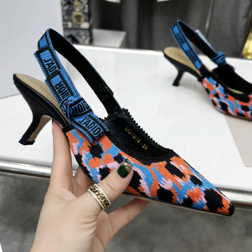 Dior Women Shoes Pumps Luxury Design Fashion Type High Heel Shoes for Wedding Style J'ADIOR SLINGBACK PUMP Blue Multicolor Mizza Cotton Embroidery KCP866MMR_S57P with Original Box