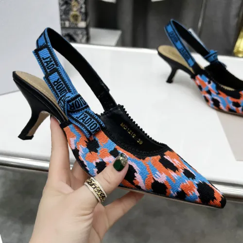 Dior Women Shoes Pumps Luxury Design Fashion Type High Heel Shoes for Wedding Style J'ADIOR SLINGBACK PUMP Blue Multicolor Mizza Cotton Embroidery KCP866MMR_S57P with Original Box