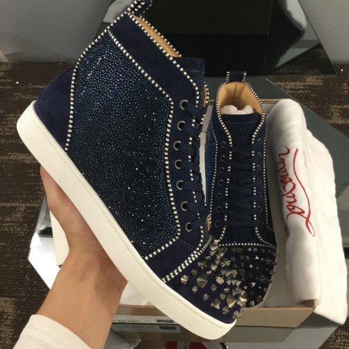 Christian Louboutin Mens Shoes Luxury Brand Red Bottom Design Louis Junior Spikes Flat with Original Box CL sneakers