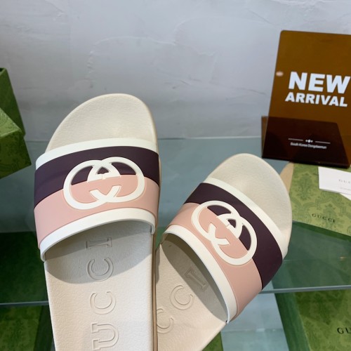 Gucci Mens Shoes Flat Sandals Slippers Luxury Brand Men's Web rubber slide sandal with Original Box 429469 GIB10 9079