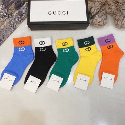 Gucci Socks 5 Pairs with Original Box Luxury Brand Breathable Gucci Sock