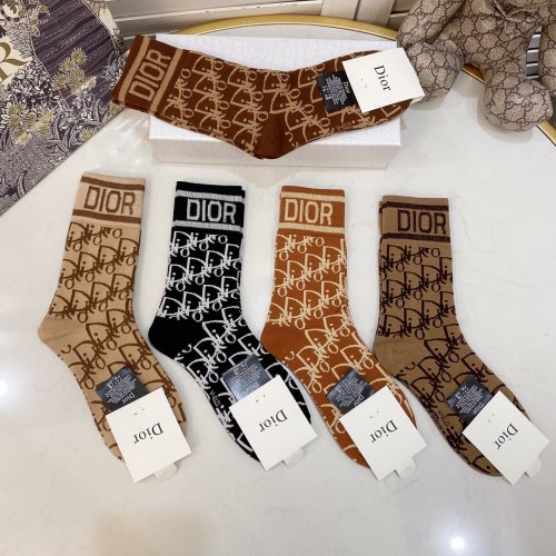 Dior Socks 5 Pairs with Original Box Luxury Brand Breathable Dior Sock