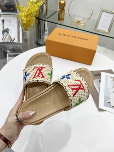 Louis Vuitton Womens Shoes Sandals Slippers Luxury Brand Louis Vuitton JUMBO FLATFORM MULE with Original Box 1A9QYY