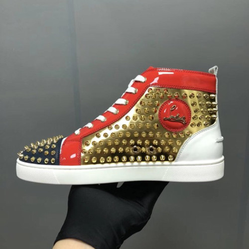 Christian Louboutin Mens Shoes Luxury Brand Red Bottom Design Louis Junior Spikes Flat with Original Box CL sneakers