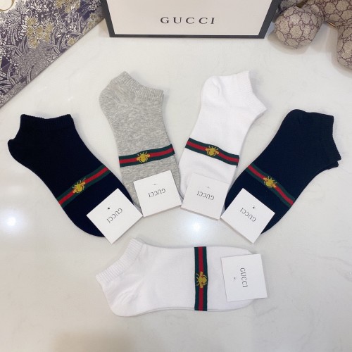 Gucci Socks 5 Pairs with Original Box Luxury Brand Breathable Gucci Sock
