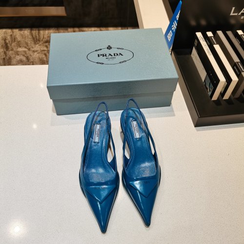 Prada Womens Shoes Brushed Leather Slingback Pumps