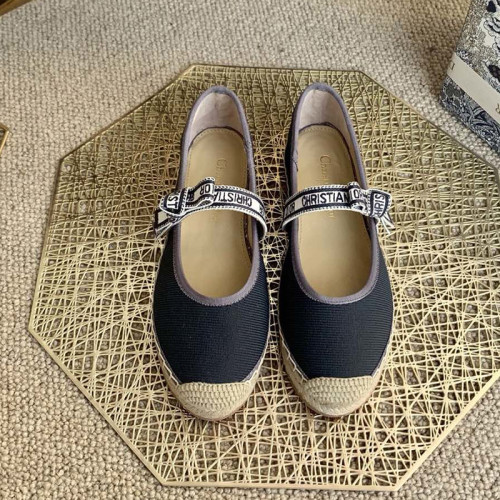 Dior Women Shoes Luxury Brand Design Dior Espadrille Nude Mesh Embroidery Womens Shoes with Original Box