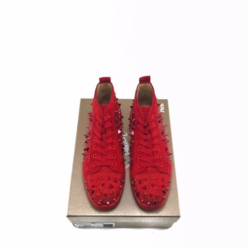 Christian Louboutin Mens Shoes Luxury Brand Red Bottom Design Louis Junior Spikes Flat with Original Box CL sneakers