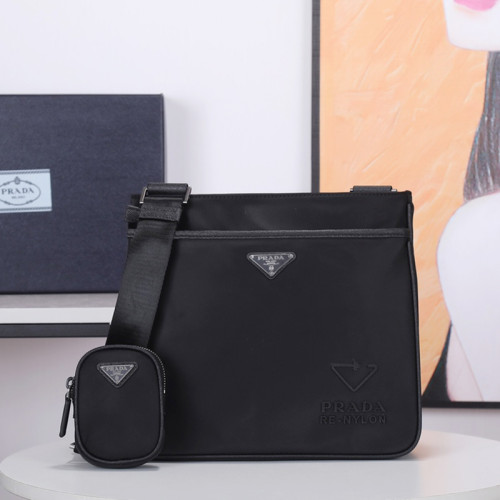 Prada Mens Bags Shoulder Messenger Bags Luxury Brand Re-Nylon and Saffiano leather shoulder bag 2VH118_5ECO_F0002_V_OOO with Original Box