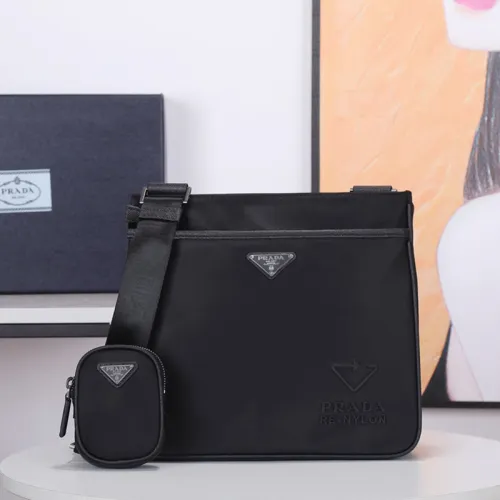 Prada Mens Bags Shoulder Messenger Bags Luxury Brand Re-Nylon and Saffiano leather shoulder bag 2VH118_5ECO_F0002_V_OOO with Original Box