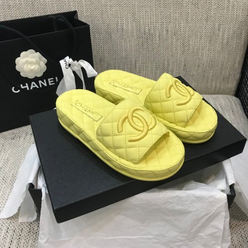 Chanel Womens Shoes Mules Lambskin Yellow G36901 X01000 NB357