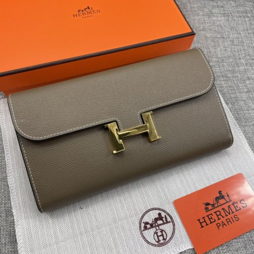 Hermes Womens Mens Wallets Purse Constance Clutch Leather Design Coin Bag with Original Box