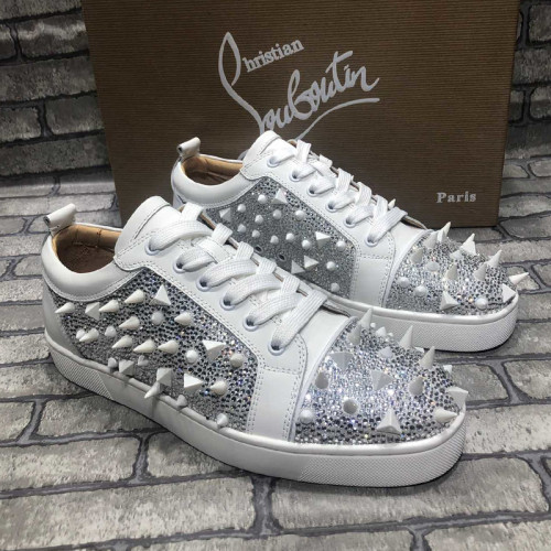 Christian Louboutin Mens Shoes Luxury Brand Red Bottom Design Louis Junior Spikes Flat with Original Box CL sneakers
