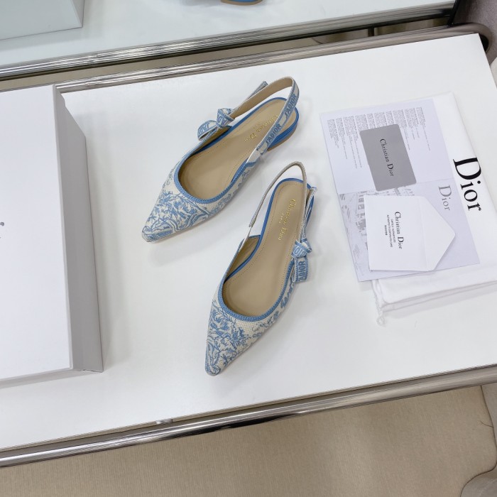 Dior Women Shoes Pumps Luxury Design Fashion Type High Heel Shoes for Wedding Style J'ADIOR SLINGBACK PUMP Cotton Embroidery with Micro Houndstooth Motif with Original Box