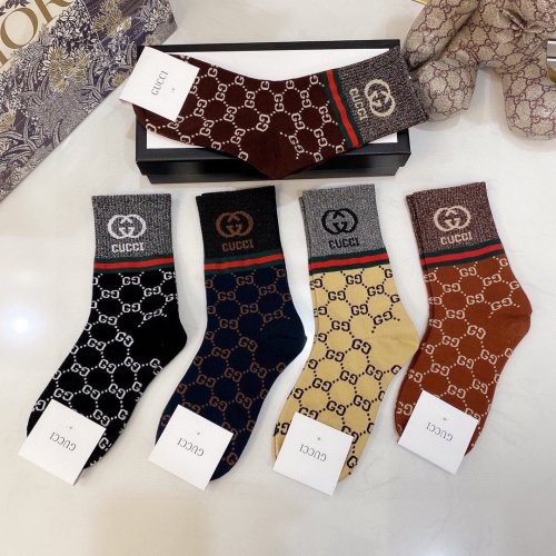 Gucci Socks 5 Pairs with Original Box Luxury Brand Breathable Gucci Sock