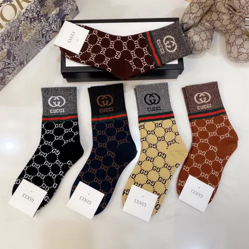 Gucci Socks 5 Pairs with Original Box Luxury Brand Breathable Gucci Sock