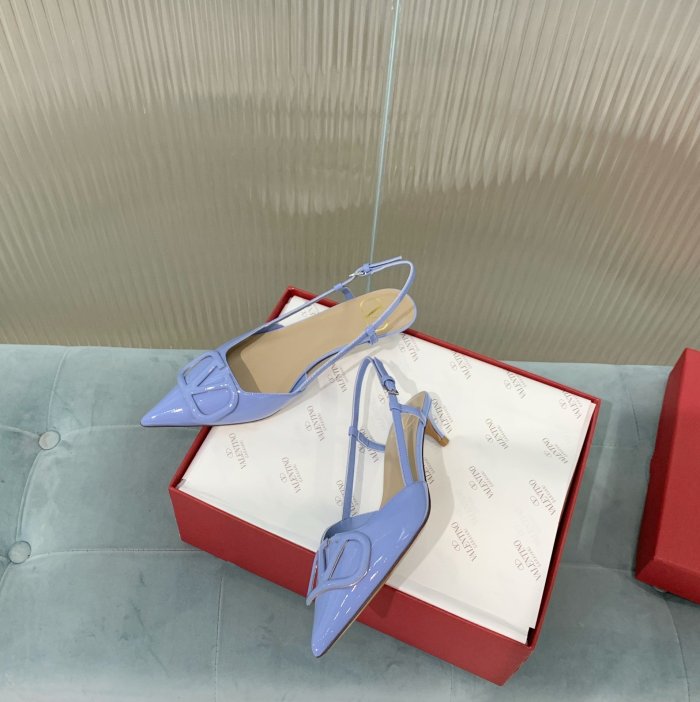Valentino Women Shoes Mule Flip Flop Sandals VLOGO SIGNATURE CALFSKIN SLINGBACK PUMP 35MM with Original Box