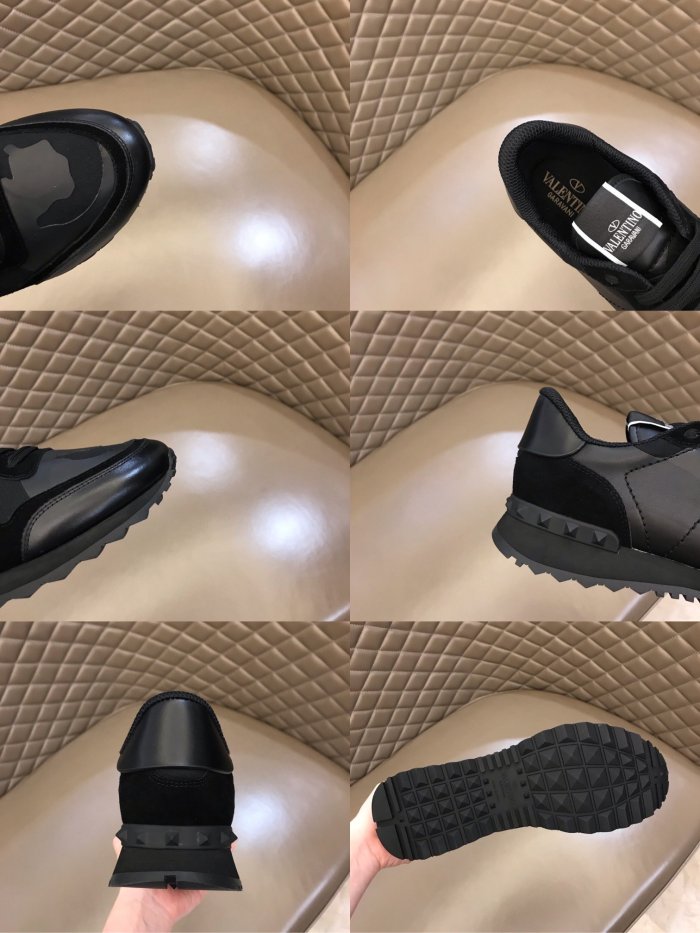 Valentino Men Shoes Fashion Design Luxury Brand ROCKRUNNER CAMOUFLAGE LAMINATED STUDDED SNEAKER with Original Box