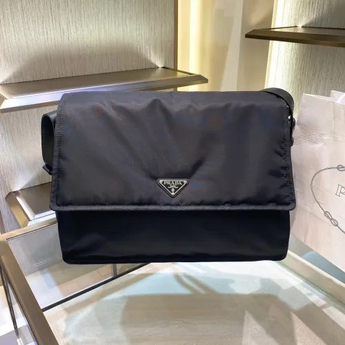 Prada Mens Bags Shoulder Messenger Bags Luxury Brand Re-Nylon large padded shoulder bag 1BD256_RDLN_F0002_V_OOO with Original Box