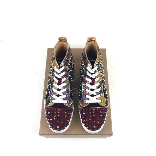 Christian Louboutin Mens Shoes Luxury Brand Red Bottom Design Louis Junior Spikes Flat with Original Box CL sneakers