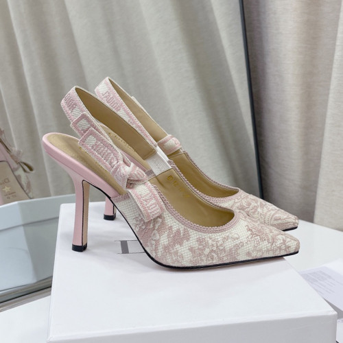 Dior Women Shoes Pumps Luxury Design Fashion Type High Heel Shoes for Wedding Style J'ADIOR SLINGBACK PUMP Cotton Embroidery with Micro Houndstooth Motif with Original Box