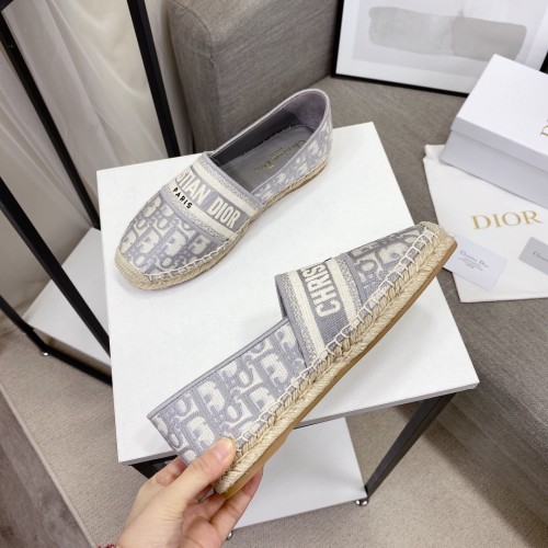 Dior Womens Shoes DIOR GRANVILLE ESPADRILLE Gray Dior Oblique Embroidered Cotton with Original Box KCB585OBE_S33G