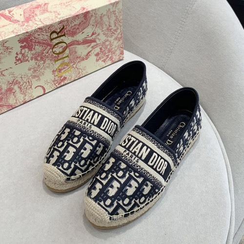 Dior Women Shoes Luxury Brand Design Dior Espadrille Nude Mesh Embroidery Womens Shoes with Original Box