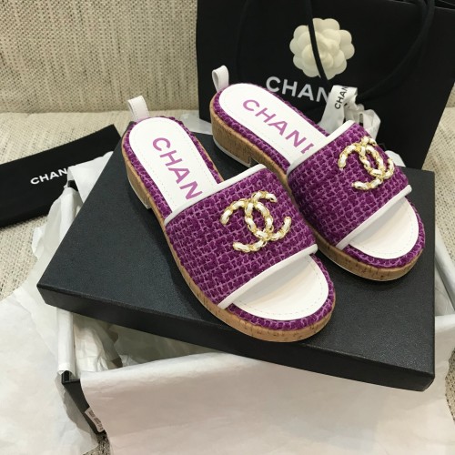 Chanel Womens Shoes Mules Tweed