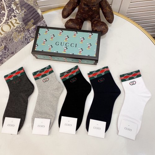 Gucci Socks 5 Pairs with Original Box Luxury Brand Breathable Gucci Sock