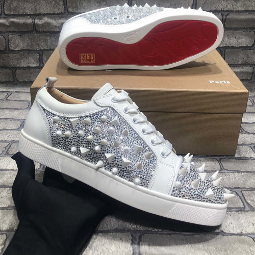 Christian Louboutin Mens Shoes Luxury Brand Red Bottom Design Louis Junior Spikes Flat with Original Box CL sneakers