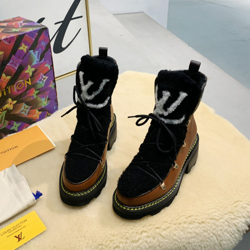 Louis Vuitton Women Shoes Boots Luxury Brand LV BEAUBOURG ANKLE BOOT with Original Box