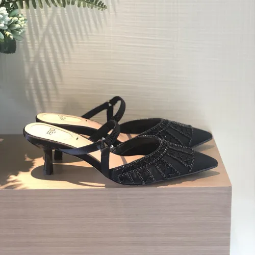 Fendi Womens Shoes Mid Heels Mules Sandals