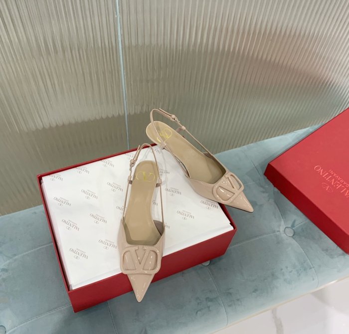 Valentino Women Shoes Mule Flip Flop Sandals VLOGO SIGNATURE CALFSKIN SLINGBACK PUMP 35MM with Original Box