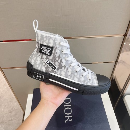 Dior Mens Shoes Sneakers Casual Luxury Brand B23 HIGH-TOP SNEAKER Dior Oblique Canvas with Original Box 3SH118ZMK_H761