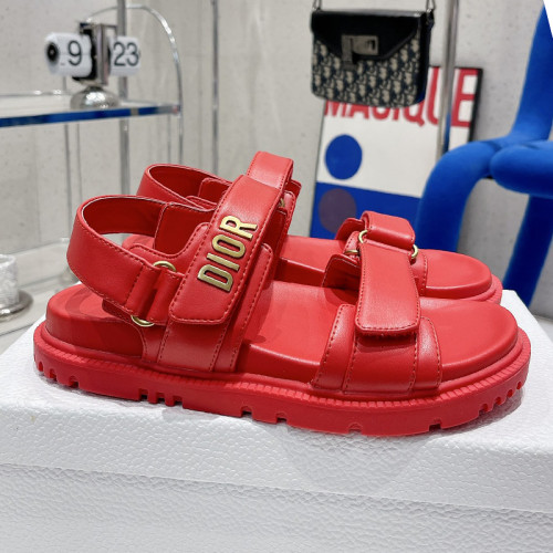 Dior Women Shoes Sandals Luxury Brand DIORACT SANDAL Red Lambskin with Original Box