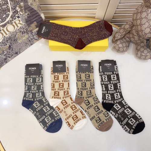 Fendi Socks 5 Pairs with Original Box Luxury Brand Breathable Fendi Sock