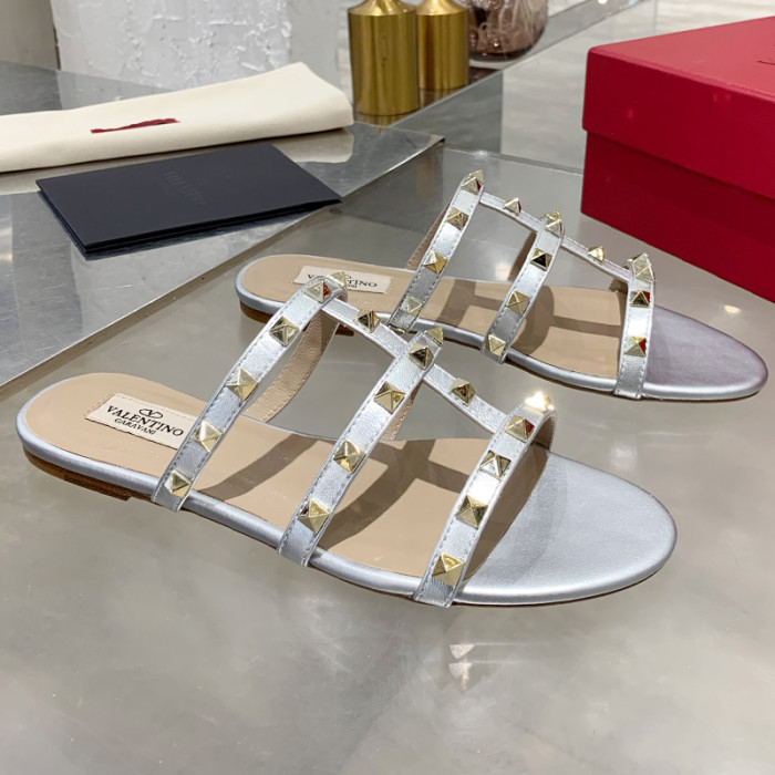 Valentino Women Shoes Mule Flip Flop Sandals ROMAN STUD SLIDE SANDAL IN QUILTED NAPPA with Original Box Luxury Brand