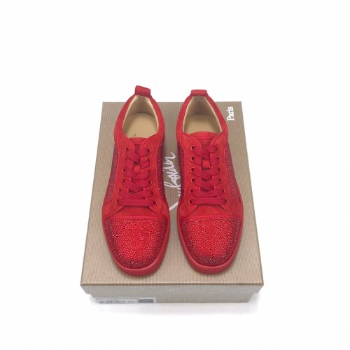 Christian Louboutin Mens Shoes Luxury Brand Red Bottom Design Louis Junior Spikes Flat with Original Box CL sneakers